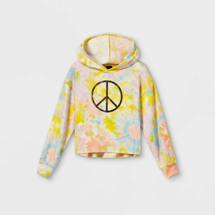 Girls' Graphic Peace Sign Hoodie - Art Class Xs,