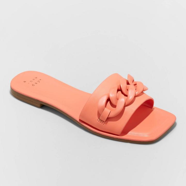 Women's Viv Chain Slide Sandals - A New Day Coral Pink