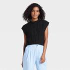 Women's Crewneck Cable Popover Sweater Vest - Who What Wear Black