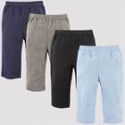 Luvable Friends Baby 4pk Pull-on Pants - Black 12-18m, Kids Unisex, Blue