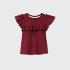 Toddler Girls' Eyelet Short Sleeve T-shirt - Cat & Jack Burgundy