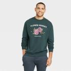 Men's Relaxed Fit Crew Neck Pullover Sweatshirt - Goodfellow & Co Dark Green/floral Print