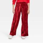 Women's High-rise Wide Leg Velvet Pull-on Pants - A New Day Red