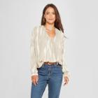 Women's Tie Dye Long Sleeve Wrap Front Top - Knox Rose Taupe