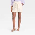 Women's High-rise Paperbag Shorts - A New Day Cream