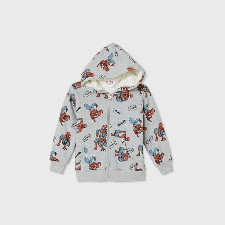 Marvel Toddler Boys' Spider-man Sherpa Lined Zip-up Sweatshirt - Red
