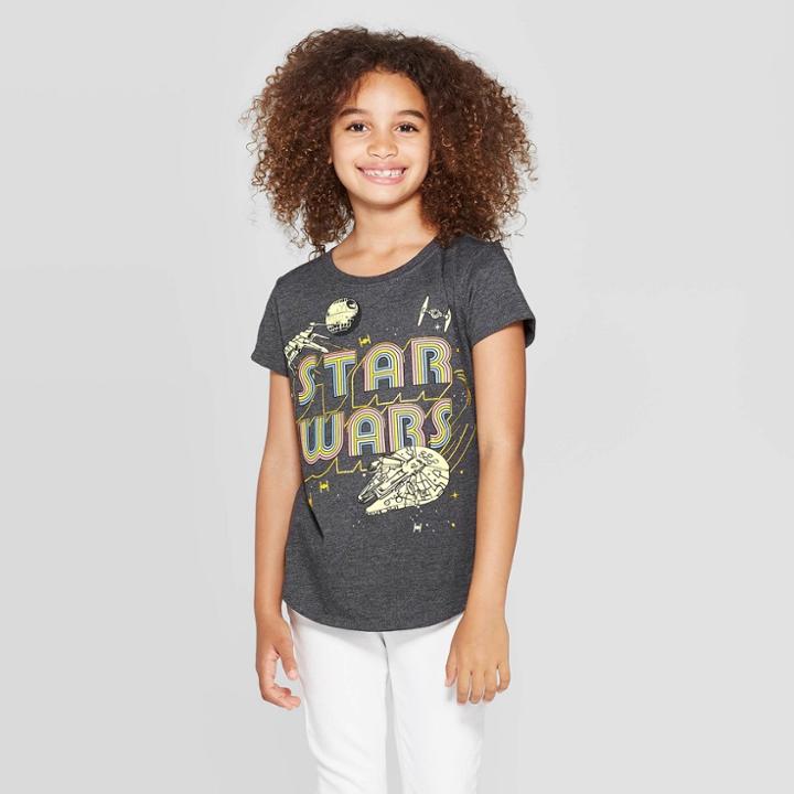 Girls' Star Wars Logo Short Sleeve T-shirt - Charcoal Heather