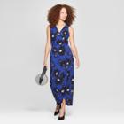 Women's Printed Wrap Front Maxi Dress - A New Day Blue/black