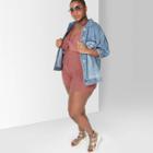 Women's Plus Size Strappy V-neck Twist Front Romper - Wild Fable Burgundy/brown