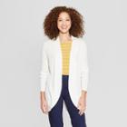 Women's Long Sleeve Ribbed Cuff Cardigan - A New Day White