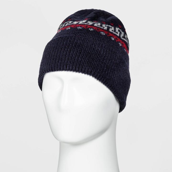 Men's Knit Beanie - Goodfellow & Co Gray/red/navy