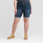 Women's Plus Size Mid-rise Bermuda Jean Shorts - Universal Thread Dark Wash 14w, Women's, Dark Blue
