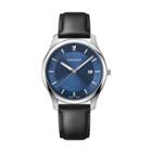 Men's Wenger City Classic - Swiss Made - Blue Dial Leather Strap Watch - Black, Navy