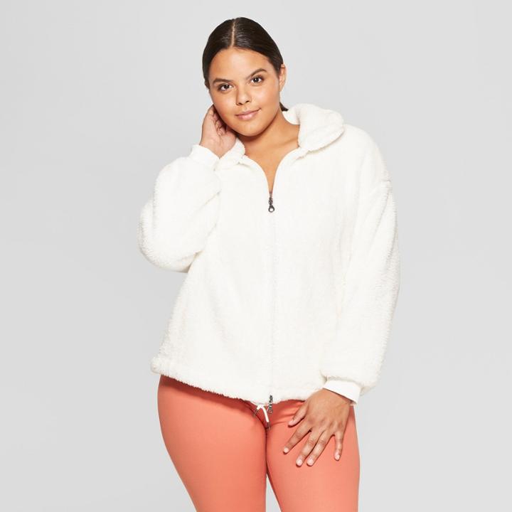Women's Plus Size Sherpa Full Zip Jacket - Joylab