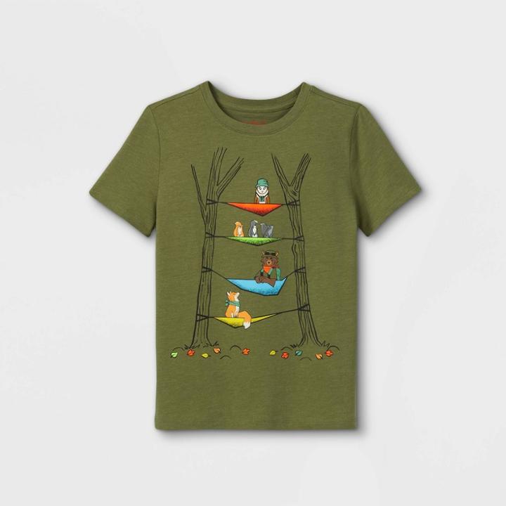 Boys' Camping Critters Short Sleeve Graphic T-shirt - Cat & Jack Olive Green