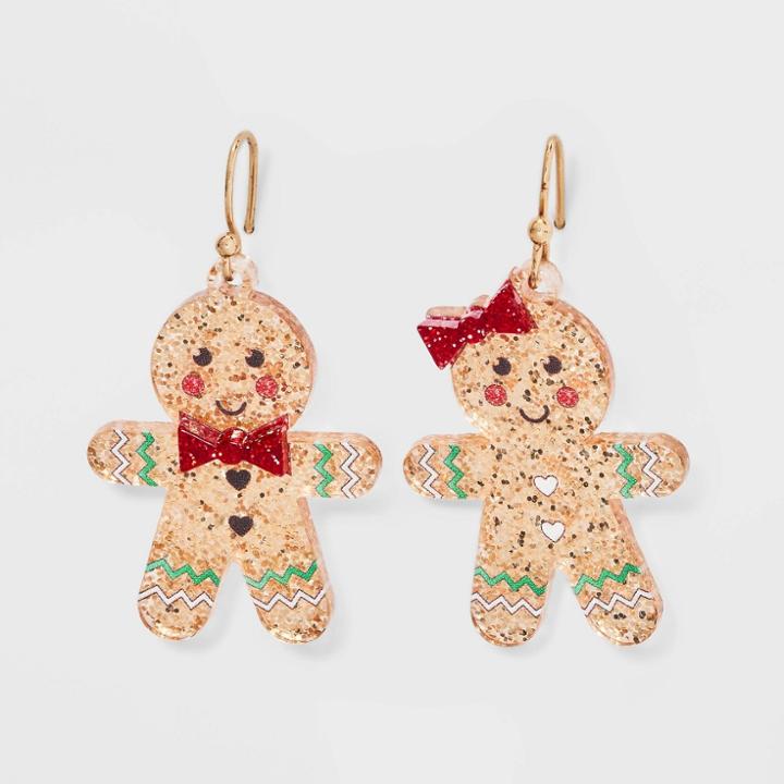 Girls' Gingerbread Couple Earrings - Art Class Brown