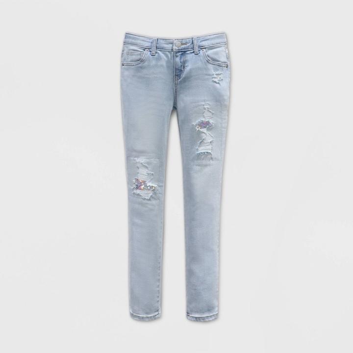 Girls' Flip Sequin Distressed Skinny Jeans - Cat & Jack