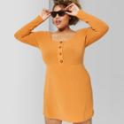 Women's Plus Size Long Sleeve Button Front Knit Dress - Wild Fable 2x Mustard (yellow)
