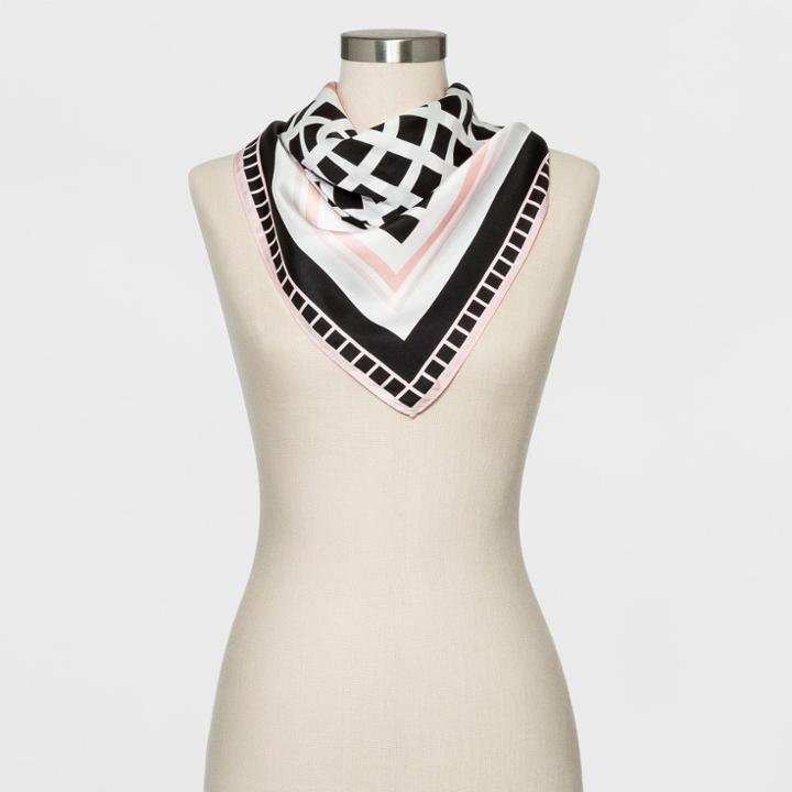 Women's Silk Small Geo Scarf - A New Day White, Pink