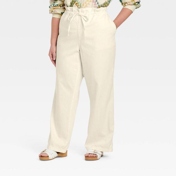 Women's Plus Size High-rise Wide Leg Jeans - Universal Thread White