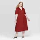 Women's Plus Size Elbow Sleeve V-neck Maxi Dress - Who What Wear Red