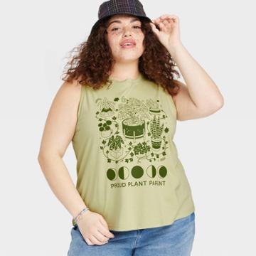 No Brand Pride Adult Plus Size Plant Parent Muscle Tank Top -