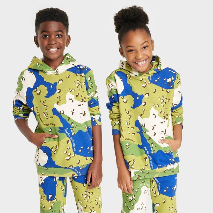 Little Giants Giant Shorties Black History Month Kids' Camo Hoodie - Green