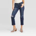 Women's High-rise Cropped Distressed Straight Jeans - Universal Thread Dark Wash 00, Women's, Blue