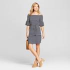 Women's Off The Shoulder Stripe Knit Dress - Spenser Jeremy Blue/white