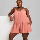 Women's Plus Size Sleeveless Button-front Romper - Wild Fable Orange 1x, Women's,