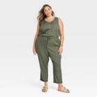 Women's Plus Size Sleeveless Jumpsuit - Knox Rose Olive Green