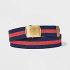 Men's Varsity Striped With Military Buckle Belt - Goodfellow & Co Navy Blue