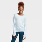 All In Motion Girls' Long Sleeve Ruched Studio T-shirt - All N Motion Ice Blue Xs, Girl's, White Blue