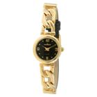 Peugeot Watches Women's Peugeot Half Leather Gold-tone Link Black Dial Watch - Black