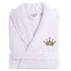 L/xl Terry Bathrobe With Cheetah Crown Embroidery White - Linum Home Textiles