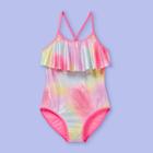 More Than Magic Girls' Glitter Candy Foil Print One Piece Swimsuit - More Than