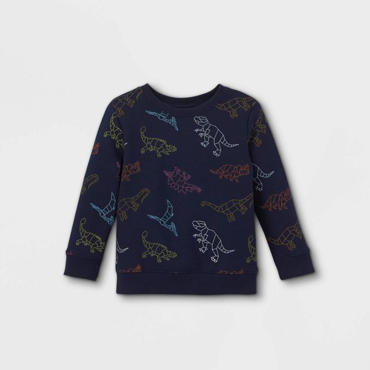 Toddler Boys' Fleece Crew Neck Pullover Sweatshirt - Cat & Jack Navy