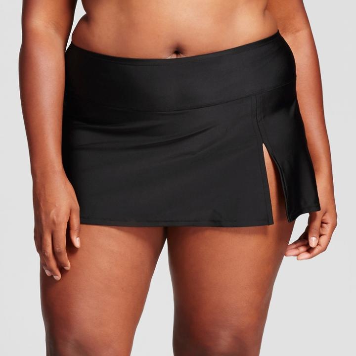 Women's Plus Size Skirtini Swim Bottom - Ava & Viv Black