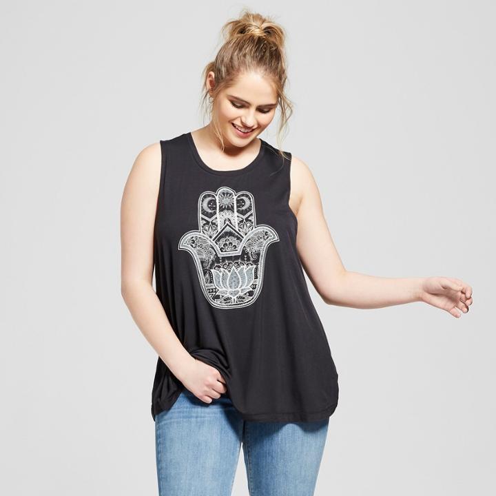 Women's Plus Size Hamsa Print Graphic Tank Top - Fifth Sun (juniors') Black