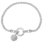 Target Women's Clear Swarovski Crystal Tennis Bracelet With Dream Circle Charm In Silver Plate - Clear/gray