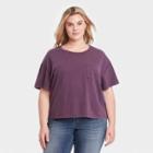 Women's Plus Size Short Sleeve Boxy T-shirt - Universal Thread Dark Purple