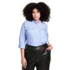 Women's Plus Size Striped Long Sleeve Button-down Shirt - Nili Lotan X Target Blue