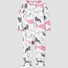 Baby Girls' Penguin Footed Pajamas - Just One You Made By Carter's Ivory/pink Newborn