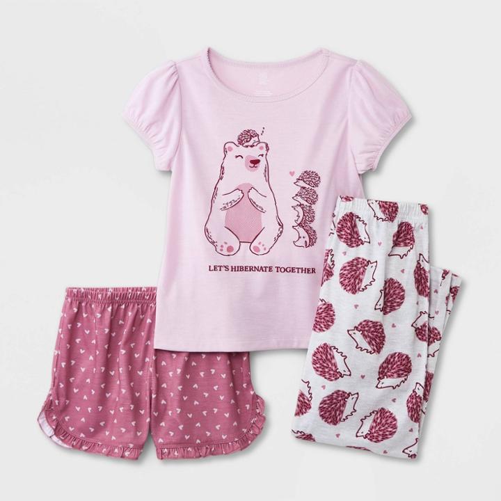 Carter's Just One You Girls' 3pc Bear/hedge Hog Pajama Set