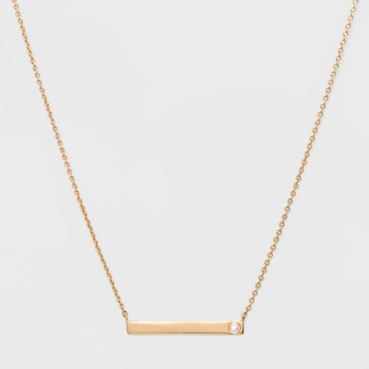 Silver Plated Genuine Pearl Bar Necklace - A New Day Gold
