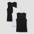 Women's Slim Fit 3pk Bundle Tank Top - A New Day Black/black/white