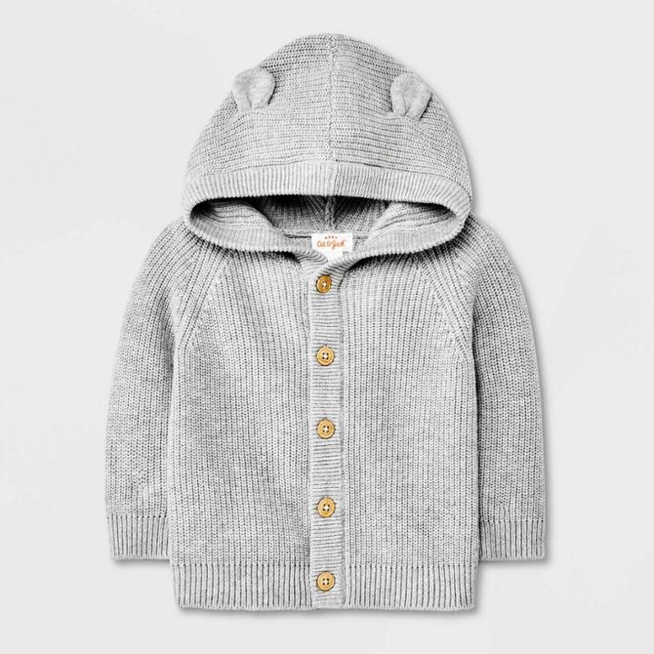 Baby Critter Button-up Cardigan Sweater - Cat & Jack Gray Newborn