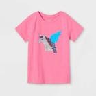 Girls' 'unicorn' Flip Sequin Short Sleeve T-shirt - Cat & Jack Neon Pink