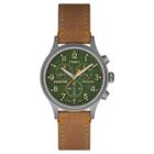 Men's Timex Expedition Scout Chronograph Watch With Leather Strap - Gray/green/tan Tw4b044009j, Size: