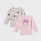Toddler Girls' 2pk Minnie Mouse Fleece Crew Neck Pullover - Pink